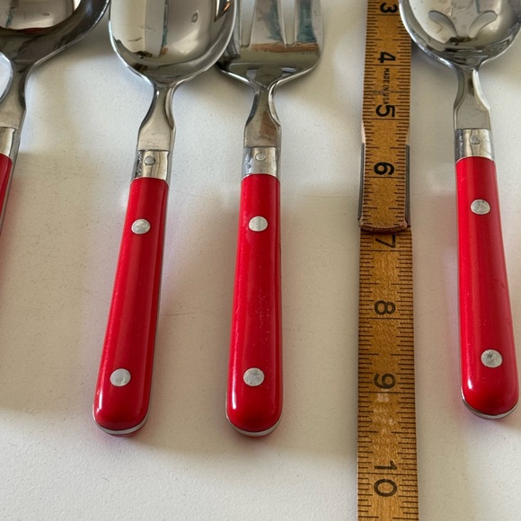 Crate&Barrel Red and Silver Serving Utensil Set 4 pieces - Picture 4 of 8